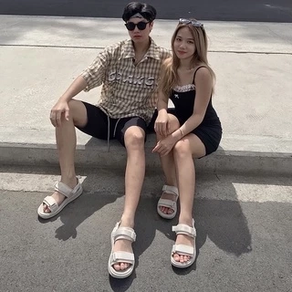 Sandal Unisex Genki Màu Kem Quai Ngang Đế Cao Su Thời Trang Sport YK278