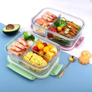 Hộp cơm thuỷ tinh chia ngăn Yeahcook, hộp cơm văn phòng tiện ích an toàn vệ sinh