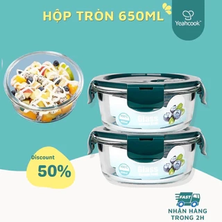Hộp đựng cơm thủy tinh tròn, hộp đựng canh Yeahcook Borosilicate Glass Bowl