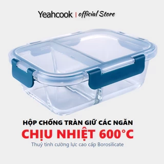 YEAHCOOK Hộp đựng thực phẩm chia ngăn chống tràn giữa các ngăn tiện ích khi phân loại thức ăn
