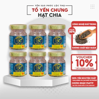 Yến chưng sẵn Combo 6 hũ Hạt chia ,Tổ Yến Sào Khánh Hòa Phúc Lộc Thọ,Hũ 35% hàm lượng yến trên 1 hũ 70ml