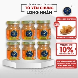 Yến chưng sẵn Combo 6 hũ Long nhãn,Tổ Yến Sào Khánh Hòa Phúc Lộc Thọ,Hũ 35% hàm lượng yến trên 1 hũ 70ml