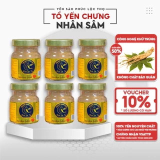 Yến chưng sẵn Combo 6 hũ Nhân sâm,Tổ Yến Sào Khánh Hòa Phúc Lộc Thọ,Hũ 35% hàm lượng yến trên 1 hũ 70ml