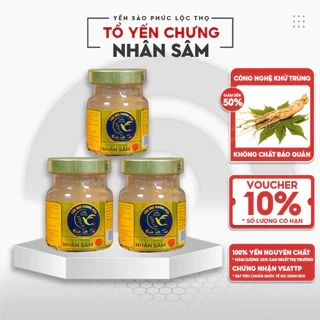 Yến chưng sẵn nhân sâm, tổ Yến Sào Khánh Hòa Phúc Lộc Thọ,Hũ yến chưng sẵn 35% hàm lượng yến trên 1 hũ 70ml