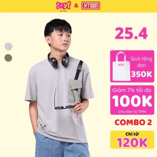 Áo Thun Cộc Tay Phối Túi YF Sành Điệu Cho Bé Trai Từ 37-62 KG EAY007-4
