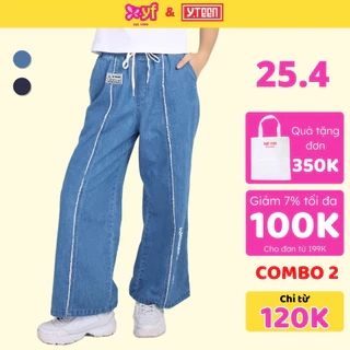 Quần Jean Ống Rộng Wash Tua Siêu Mềm Cực Năng Động Cho Bé Gái Y.Teen Từ 37-62 KG EQX064-2