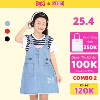 Set đầm yếm gồm áo và yếm jean - YDX033-3