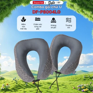 Combo 2 Gối kê cổ Dofia chữ U cao su non vải sợi spandex cho êm ái và thoáng mát - Hàng chính hãng