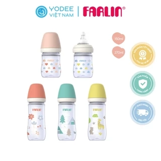 Farlin Bình sữa PP cổ rộng dễ vệ sinh, núm ti silicone siêu mềm chống đầy hơi cho bé