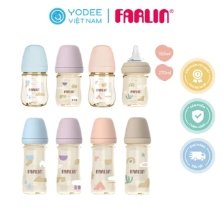Farlin Bình sữa PPSU cao cấp, cổ rộng dễ vệ sinh, núm ti silicone siêu mềm chống đầy hơi cho bé