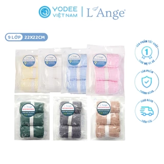 Khăn lau mặt L'Ange chất liệu vải bông 9 lớp 22x22cm cho bé (set 3 cái)