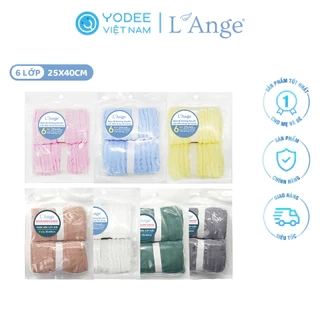 L'Ange Khăn sữa/Khăn lót gối/Khăn lau mặt/Khăn yếm vải bông 6 lớp 25x40cm cho bé (set 2 cái)