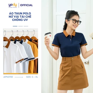 Áo thun polo nữ YODY chất liệu cafe phối nẹp trẻ trung mềm mịn, khử mùi NCF2 APN3700