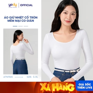 Áo thun tay dài YODY cổ rộng vải viscose mềm mại, thông thoáng, an toàn cho da ATN7025