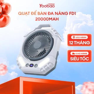 Quạt để bàn tích điện đa năng Yoobao FD1 20000mAh | Sử dụng lên đến 75h | Tích hợp sạc dự phòng 18W | Bảo hành 12 tháng
