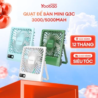 Quạt để bàn tích điện mini Yoobao F01 5000/10000mAh | Công suất 3W | 3 cấp độ gió tùy chỉnh | Màn hình LED | BH 12 tháng
