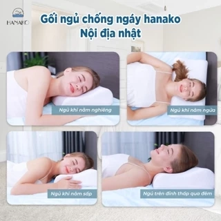 Gối ngủ chống đau vai gáy công thái học HANAKO nội địa nhật, chất liệu mút cô đặc cao cấp- Tặng vỏ gối