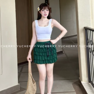 YU CHERRY | Áo croptop nữ, Áo ba lỗ nữ cổ vuông hai dây KHÔNG XÙ LÔNG Widen Tank Top YA470