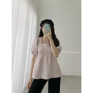 YU CHERRY | Áo nữ tay phồng, cổ vuông, form babydoll Cindy Pattern Top YA350