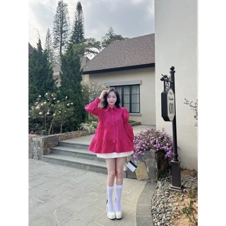 YU CHERRY | Áo sơmi tay dài form babydoll Shirred Sleeve Babydoll Shirt YA449