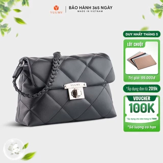Túi Yuumy (Thời trang nữ chần chỉ ô vuông cá tính size 24 - Túi đeo vai da Seasand YN255)