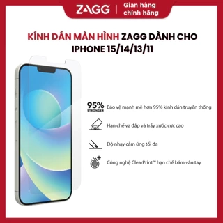 Kính Cường Lực ZAGG GLASS, Bảo Vệ Mạnh Mẽ, Hạn Chế Va Đập, Trầy Xước dành cho iPhone X/XS/11Pro/13/14/15/16