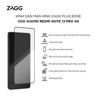 Kính dán màn hình trong suốt cho Xiaomi Redmi Note 13Pro 4G - ZAGG Plus Edge-Chống trầy xước, va đập