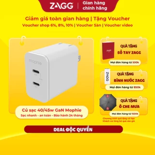 Sạc nhanh Mophie Power Delivery 40W/45W công nghệ GaN, chân gập, 2 cổng thích hợp dành cho iPhone/Samsung/Android