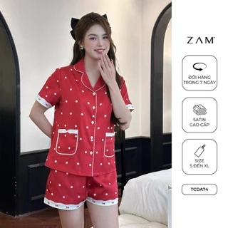 BỘ MẶC NHÀ SHE BY ZAM - TCDA74 - BỘ NGẮN TAY QUẦN ĐÙI CHẤM BI ĐỎ TÚI NƠ