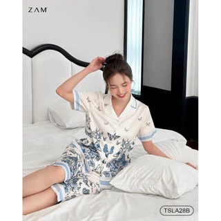 BỘ MẶC NHÀ SHE BY ZAM - TSLA28B - BỘ NGẮN TAY QUẦN LỬNG SẮC XUÂN XANH