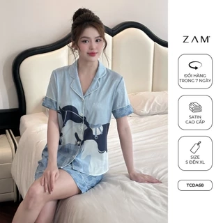 BỘ MẶC NHÀ ZAM - TCDA68 - BỘ NGẮN TAY QUẦN ĐÙI  NGỰA KẺ XANH