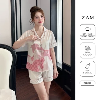 BỘ MẶC NHÀ ZAM - TCDA69 - BỘ NGẮN TAY QUẦN ĐÙI  NGỰA KẺ HỒNG