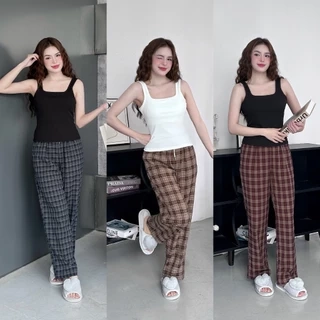SHE BY ZAM  - ÁO CÓ ĐỆM NGỰC & QUẦN KẺ TARTAN
