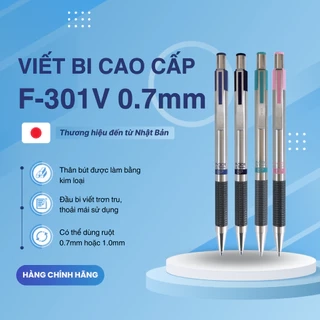 Bút Bi Bấm F301V 0.7mm Zebra - Nhật [Chính Hãng] - mực xanh
