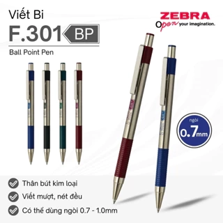 Bút Bi F.301 0.7mm Zebra Pen Mực Xanh - Vỏ Đỏ Xanh Lá Xanh Dương Đen 12.6g [Chính Hãng]