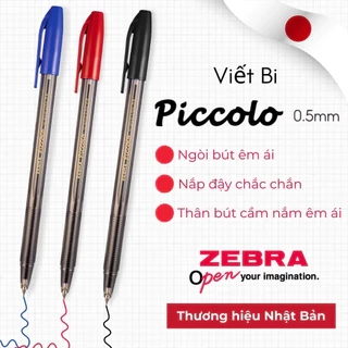 Bút Bi Zebra Piccolo Ngòi 0.5mm - Mực Xanh/Đen/Đỏ - Thương Hiệu Nhật Bản [Chính Hãng] - 1 cây