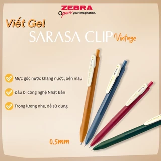 Bút Gel Zebra Sarasa Clip Vintage 0.5mm - 10 Màu Cổ Điển, Mực Gốc Nước, Công Nghệ Nhật Bản [Chính Hãng]