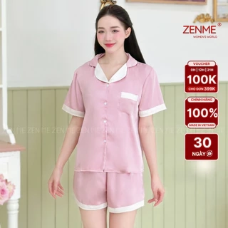 Đồ Bộ Mặc Nhà Pyjama Dài Tay Cộc Tay Lụa Latin Mềm Mại Cao Cấp Zen Me PJC0423