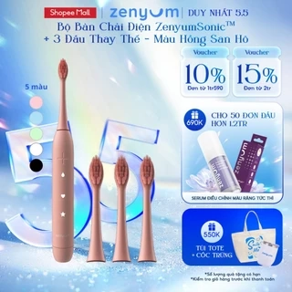 Bộ Bàn Chải Điện Zenyum Sonic + 3 Đầu Thay Thế - Màu Hồng San Hô