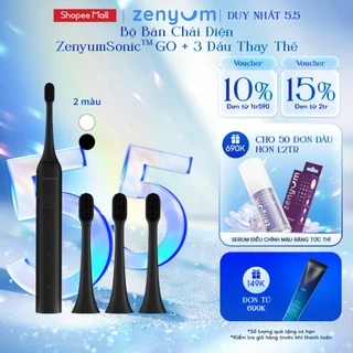 Bộ Bàn Chải Điện Zenyum Sonic GO Cơ Bản - 1 Bàn Chải + 3 Đầu Thay Thế - Đen/Trắng