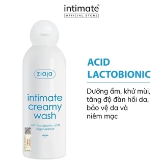 Dung Dịch Vệ Sinh Phụ Nữ Intimate With Hyaluronic Acid ZIAJA Giúp Cân Bằng pH, Dưỡng Ẩm, Làm Sạch 200ml