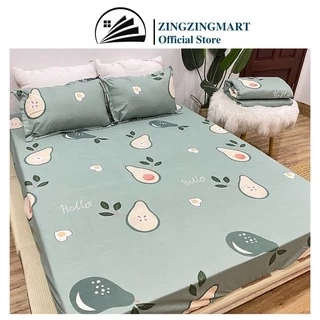 Ga gối Poly Cotton, Đũi xơ đậu nành Bộ Drap Ga Giường Mẫu Đẹp ZingZingMart (Được chọn mẫu - Gồm 1 Ga + 2 Vỏ gối nằm)