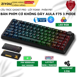 Bàn Phím CƠ Bluetooth Ziyou AULA F75 Phiên Bản Mới PRO VIP V2 Led RGB Cho Máy Tính Laptop