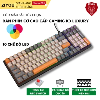 Bàn Phím CƠ ZIYOU K3 Luxury Cao Cấp, Phím Gõ Êm Sử Dụng Trục Cơ Red Switch, Led 16,5 Triệu Màu 10 Chế Độ, Bảo Hành 12t