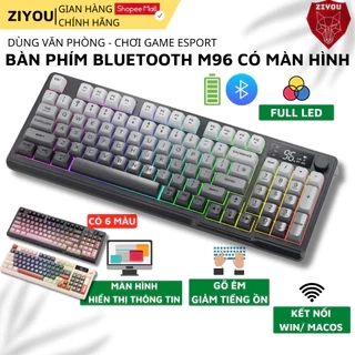 Bàn Phím Gaming Không Dây Bluetooth Ziyou M96 Có LED 2 Chế Độ Kết Nối Cho Máy Tính, Laptop Tích Hợp Màn Hình, Núm Xoay