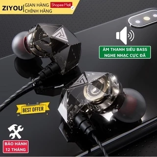 Tai Nghe Nhét Tai Có Dây ZIYOU X6 Premium, Chống Ồn Cực Tốt, Âm Thanh Super Bass, Có Mic Nghe Nhạc Chơi Game Điện Thoại