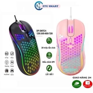 Chuột máy tính có dây ZTU Smart D4 giá rẻ gaming văn phòng 7200DPI công thái học dạng lưới tản nhiệt.