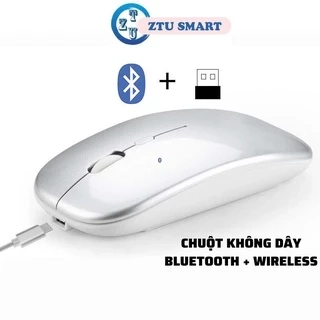 Chuột không dây Bluetooth + wireless USB tự sạc pin ZTU SMART BT01 kiểu dáng thon gọn tiện dụng