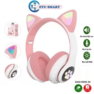 Tai Nghe Mèo ZTU SMART V01 Kết Nối Bluetooth Chụp Tai Có Mic Âm Bass Mạnh, Có đèn led.