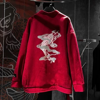 Áo khoác bomber da lộn Đỏ thiết kế Unisex Zune.zx, MASCOT SUEDE JACKET